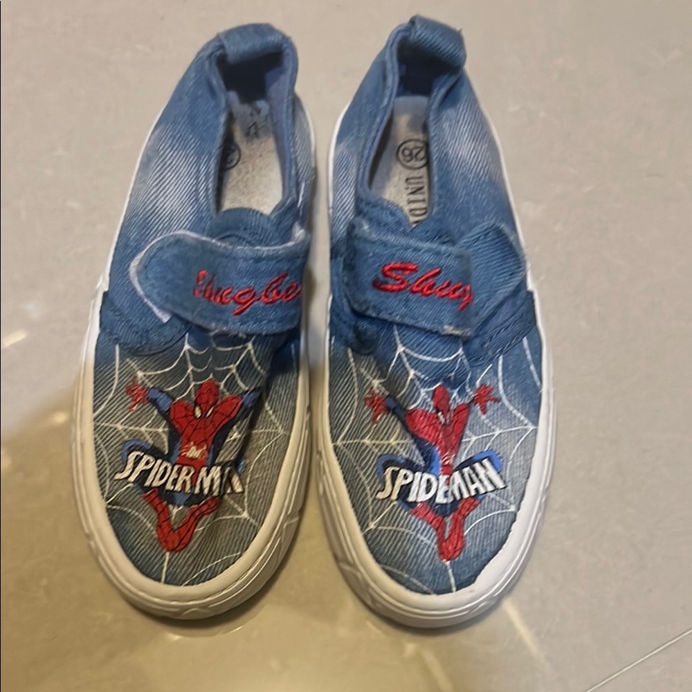 Blue Slip-On Sneakers with White Rubber Sole